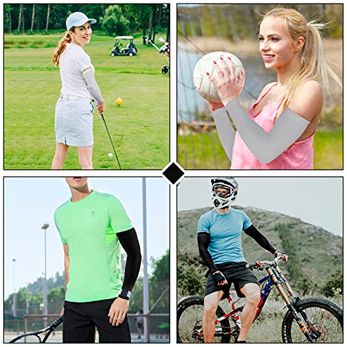 2 Pairs UV Protection Cooling Arm Sleeves Compression Sun Sleeves for Men Women Youth, Tattoo Cover Up, UPF 50 - color: 2 Pairs: 1 Pair Black & 1 Pair Light Gray