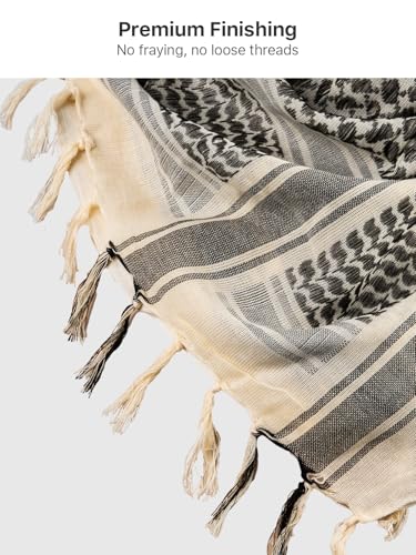 FREE SOLDIER Scarf Military Shemagh Tactical Desert Keffiyeh Head Neck Scarf Arab Wrap with Tassel for Men Women - color: Tan