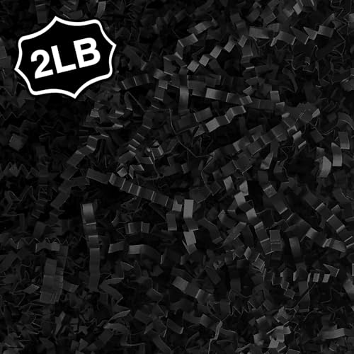 2LB Crinkle paper Shred Paper Filler For Gift Box Basket Bags On Holiday(Black). - color: Black