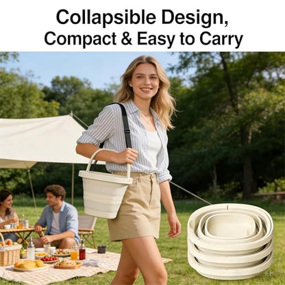 Collapsible Bucket, 2.6 Gallon (10L) Portable Water Pail, Foldable Design with Handle, for Garden, Car Wash, Camping - color: B001-complected