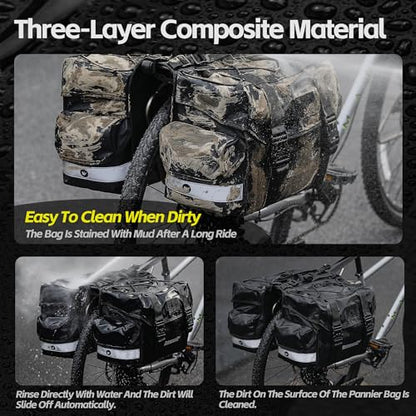 Rhinowalk Bike Pannier Bag for Bicycle Rear Rack Bag 22/40/50L Cycling Saddle Bag Luggage Storage Bag for Long Distance with Rain Cover - color: 40L