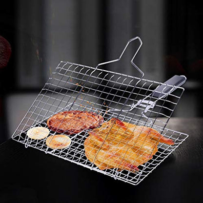 Grill Mesh Wire Clamp,BBQ Tools, Barbecue mesh Clip Stainless Steel Grill net Detachable Barbecue net Folding Grill Rack Square Grilled Vegetable Basket Grilled Fish net Clip
