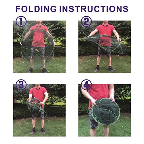 Foldable Fish Catching Net, Hand Cast Cage for Shrimp and Crab - size: Top Dia:31.5" Bottom Dia:23.62"