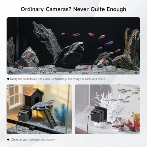 2K HD Aquarium & Terrarium WiFi Pet Camera,140° Wide-Angle Anti-Glare & Anti-Reflection,Night Vision for Fish & Reptiles,Two-Way Audio,Glass-Mount Enclosure Monitor,24/7 Recording (4 Pack) - size: 4 pack