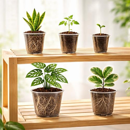Bluepro Clear Nursery Pots with Drainage, 3.5/4/5/6/8 Inch, 20-Pack | Clear PET, 4 Each of Five Sizes, Root and Moisture Visibility, Flexible, Reusable, Seed Starting Through Repotting - size: 3.5/4/5/6/8 Inch-20Pcs