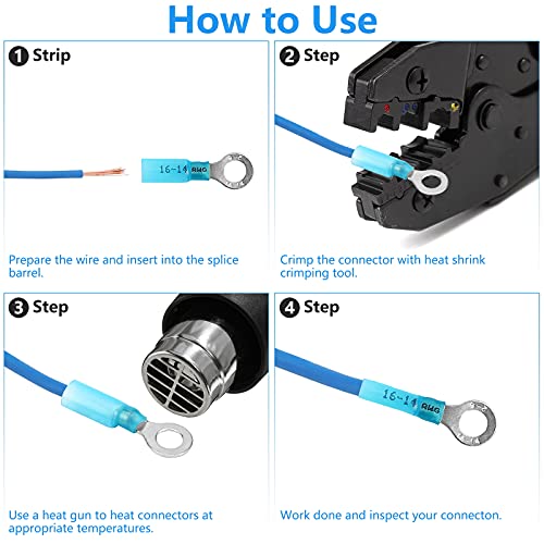 270PCS Heat Shrink Wire Connectors Kit, 22-10AWG | Marine Grade Eyelet Ring Fork Spade Butt Hook Splices Crimp Terminals