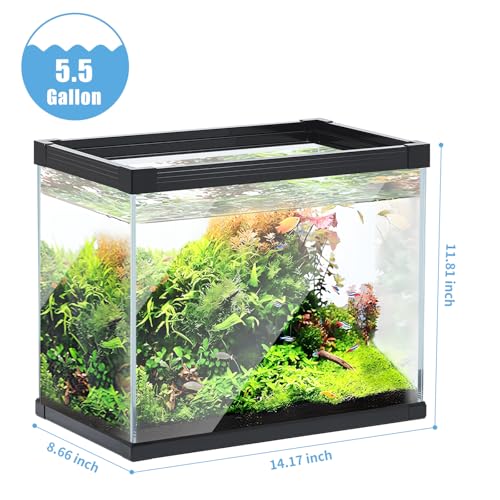 Ultra Clear Glass Aquarium Thickened Large Fish Tank -Suitable for High-end Fish Enthusiasts (5.5 Gallon, Tank) - size: 5.5 Gallon