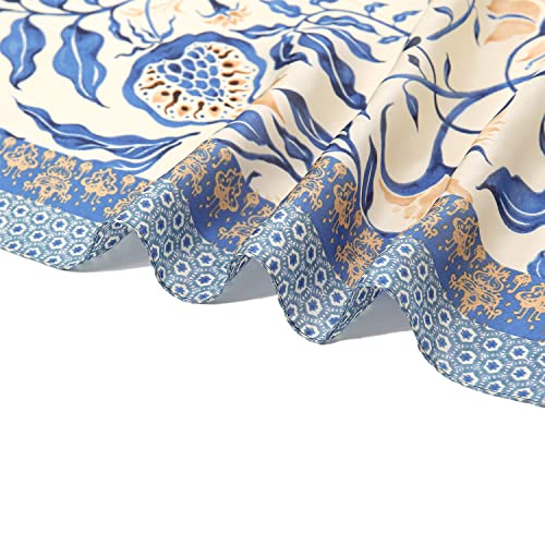 RIIQIICHY Women Head Hair Scarf Like Satin Silk Scarf Sleeping Hair Wrapping Night 27.5" - color: Light Blue/White/Beige