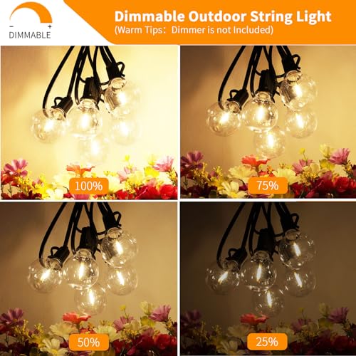 Svater Outdoor String Lights LED 60 FT G40 Patio Globe Light Waterproof - size: 60FT