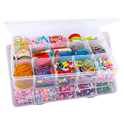 Exptolii 15 Large Grids Plastic Organizer Box with Dividers, 2 Pack Clear Compartment Container Storage for Washi Tapes Beads Crafts Jewelry Fishing Tackles, Size 11 x 6.3 x 2.2 in - size: 2x Large 15 Grids