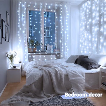 JMEXSUSS 200 LED White Curtain Lights, USB Powered, 6.5ft x 6.5ft - color: White, size: 200 LED