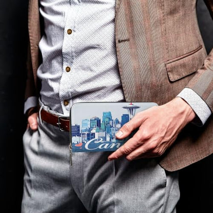 Canadian City Skyline PU Leather Long Wallet for Women Men, Zipper Clutch Wallet RFID Card Holder Organizer - color: Canadian City Skyline