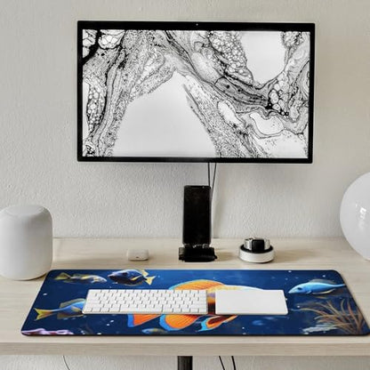 Large Size Gaming Mouse Pad Fishs Desk Mat Non-Slip Base Waterproof Desktop Writing Pad for Office Home - color: Fishs, size: 40x90cm