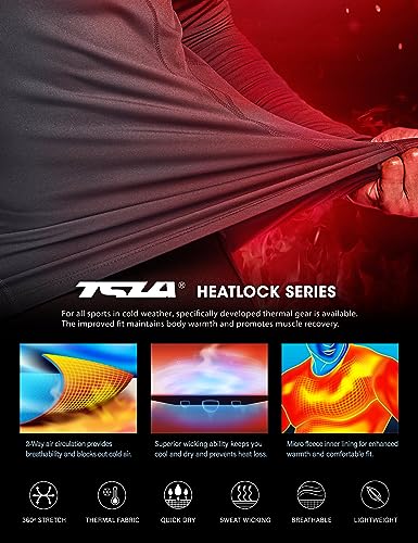 TSLA Men's Thermal Long Sleeve Compression Shirts, Mock/Turtleneck Winter Sports Running Base Layer Top - color: Mock Neck Charcoal, size: Medium