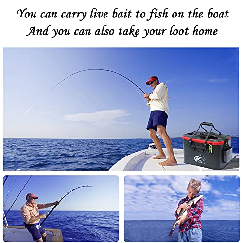 Grneric Fishing Bucket, 6Gallon/8Gallon/10Gallon Foldable Fish Bucket,Live Fish Container Multi-Functional Live Fish Bait Bucket,Outdoor Camping EVA Fishing Bag and Fish Protection Bucket - color: 38l/10gallon(black)