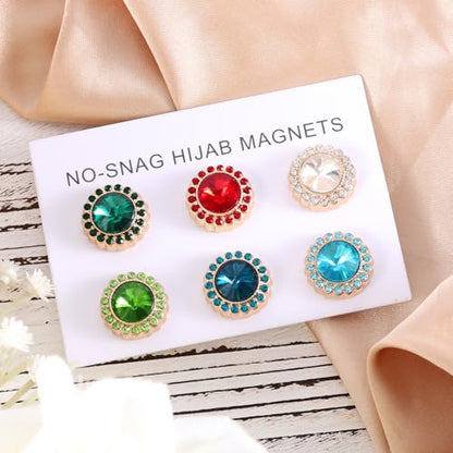 6 Pairs Hijab Magnets, Strong Hijab Pin Magnets 6 Colors Rhinestone Scarf Magnets Hijab Magnet Pins Hijab Pins for Women Scarves Niqab Muslim Islamic Hijab (Style 3) - style: 3