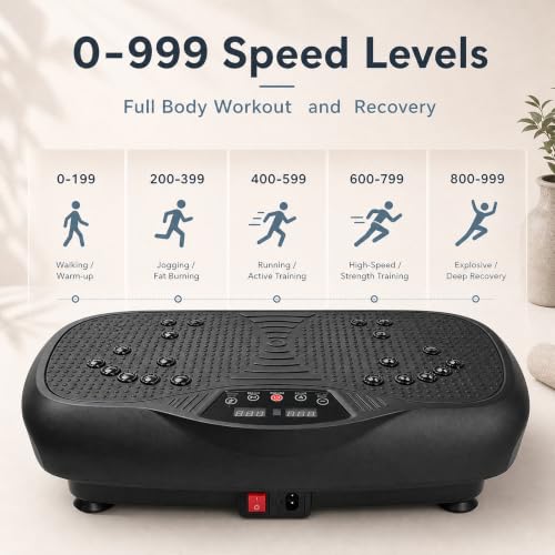 Natini Vibration Plate Exercise Machine - Power Vibrating Plate for Lymphatic Drainage,Whole Body Workout Machine for Women Weight Loss Home Fitness, - style: Black