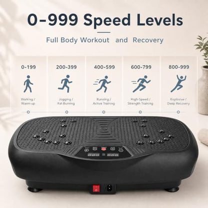 Natini Vibration Plate Exercise Machine - Power Vibrating Plate for Lymphatic Drainage,Whole Body Workout Machine for Women Weight Loss Home Fitness, - style: Black