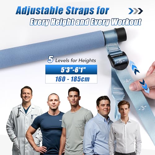 Upgraded Pilates Bar Kit with Resistance Bands Natural Latex for Women & Men, Heavy-Duty Stainless Steel Multifunctional Yoga Pilates Stick for Home Gym Exercise Fitness Equipment Full-Body Workouts - color: Muted Blue