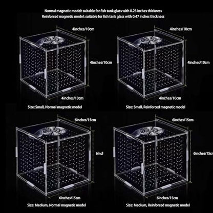 Acrylic Fish Breeding Box, Magnetic Fish Isolation Box Fish Separator for Aquarium Hatchery Incubator Tank for Baby Fishes Shrimp Clownfish Guppy (Small, Reinforced Magnetic Model) - size: Small, Reinforced magnetic model