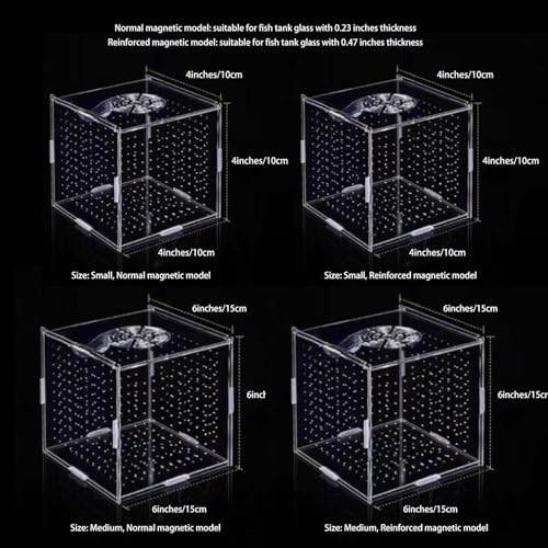 Acrylic Fish Breeding Box, Magnetic Fish Isolation Box Fish Separator for Aquarium Hatchery Incubator Tank for Baby Fishes Shrimp Clownfish Guppy (Medium, Normal Magnetic Model) - size: Medium, Normal magnetic model