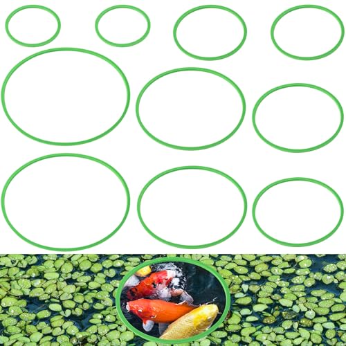 10pcs Fish Feeding Rings Set, Floating Aquarium Plant Corral, Round Fish Feeder Rings for Fish Tank, Floating Plant Ring, Fish Tank Aquarium Accessories for Betta (Green) - color: Green(round)