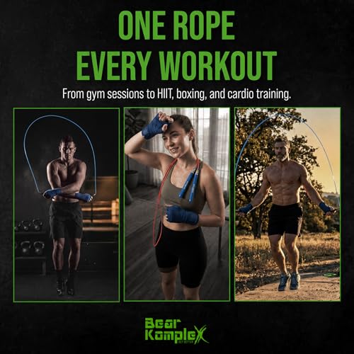 Bear KompleX Speed Jump Rope - Adjustable Tangle-Free Skipping Rope, Lightweight Handles, Smooth 360° Swivel Bearings, 2 Steel Cables, Free Carrying Case - color: Royal Blue