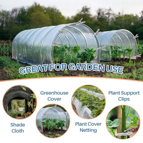 50 PCS Garden Clips for Netting - Stainless Steel Greenhouse Clamps | RAINFLOW Strong Grip Heavy Duty Metal Clip for Shade Cloth, Plant Cover, Garden Hoops & Greenhouse Supplies