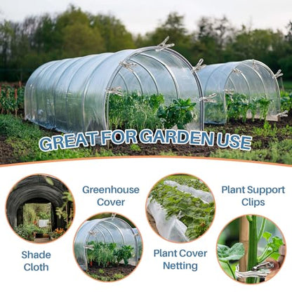 50 PCS Garden Clips for Netting - Stainless Steel Greenhouse Clamps | RAINFLOW Strong Grip Heavy Duty Metal Clip for Shade Cloth, Plant Cover, Garden Hoops & Greenhouse Supplies