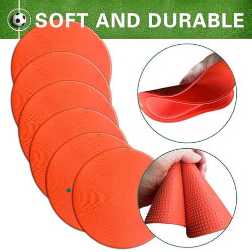 Poly Spot Markers 4 inch/9 inch Non-Slip Rubber Agility Training Markers Floor Dots Flat Field Cones for Football, Soccer, Basketball, School Exercise Drills, Dance Practice - style: 9 inch 12 Pcs Orange Red (TPE)