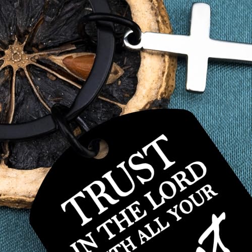 Cross Keychain For Women Men Bible Verse Keychain Religious Gifts Proverbs 3 5-6 Scripture Key Chains Cross Keyring Church Gift Christian Car Accessories