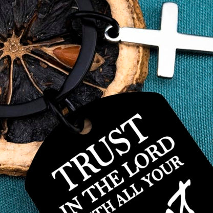 Cross Keychain For Women Men Bible Verse Keychain Religious Gifts Proverbs 3 5-6 Scripture Key Chains Cross Keyring Church Gift Christian Car Accessories