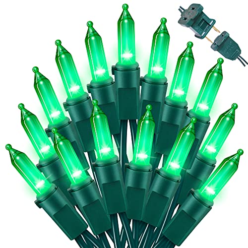 LAMPHOME Green Halloween String Lights,100LED 21.6Ft St Patrick Day Lights, Waterproof Green Christmas Lights for Indoor Xmas Tree Garland Birthday Wedding Party Festival Decoration, Green Wire - color: 100 Mini LED Green