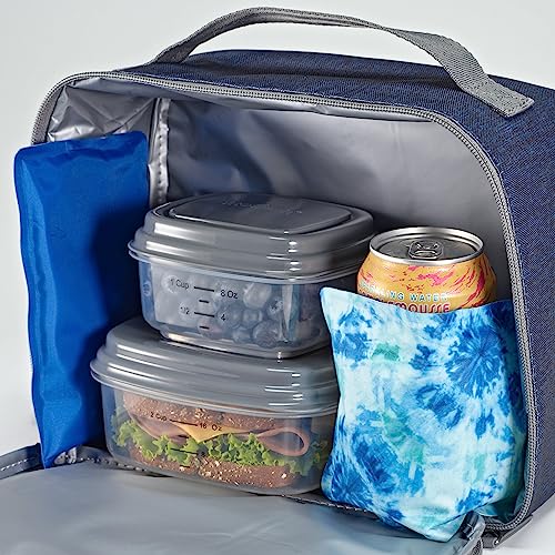 Fit & Fresh Cool Coolers 2 Pack Soft Ice for Lunch Bags, Flexible Stretch Nylon, Durable, Reusable Lunch Box Ice Packs, Soft Ice, Reusable Freezer Packs, Lunch Ice, Easy to Clean, Blue Tie Dye - color: Blue Tie Dye (2 Pack), size: Standard