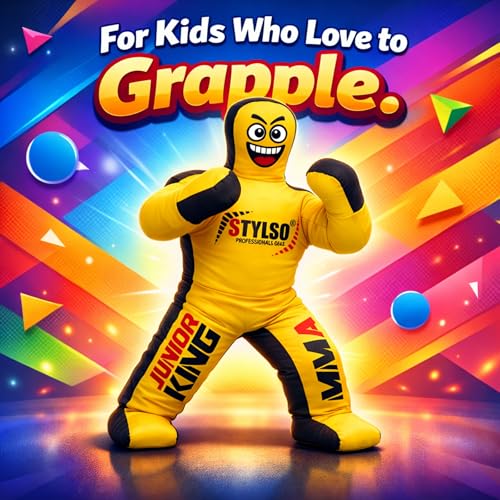 Unfilled Wrestling Dummy for Kids – Youth Grappling Dummy BJJ, MMA, Jiu Jitsu & Judo Training Partner – Durable Martial Arts Practice Buddy - color: Yellow, size: 4ft / 48"