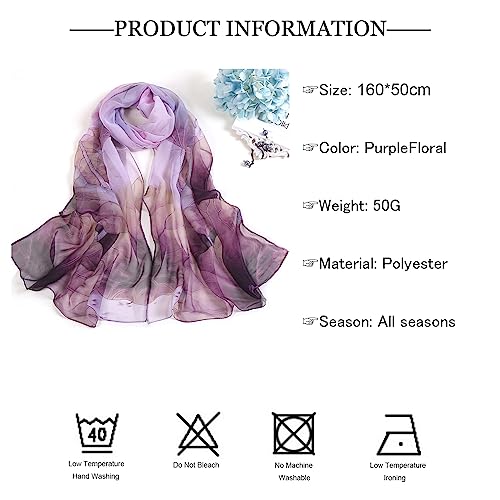 Chiffon Scarfs for Women Lightweight Scarf Shawl Fashion Scarves Sunscreen Shawls for Ladies - color: Purplegradient
