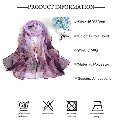 Chiffon Scarfs for Women Lightweight Scarf Shawl Fashion Scarves Sunscreen Shawls for Ladies - color: Purplegradient