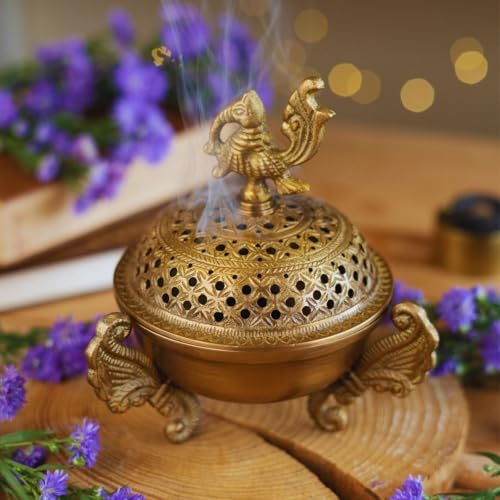 RITUALISTIC Sanchi Brass Loban LampDhoop HolderIncense Burner for Home and Office DaniPooja ItemsDhoop Batti StandSambrani HolderPooja Room DecorSanchi Loban Lamp Perfect Valentine's Day Gifts Items - color: Sanchi Loban Lamp