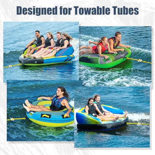 Tube Connector Boat Tow Rope, Quick Connect Tubing Ropes for 1-4 Rider - size: 1 pack