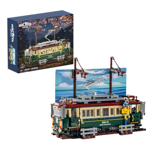 Retro Japanese Electric Train Building Set with LED Lights