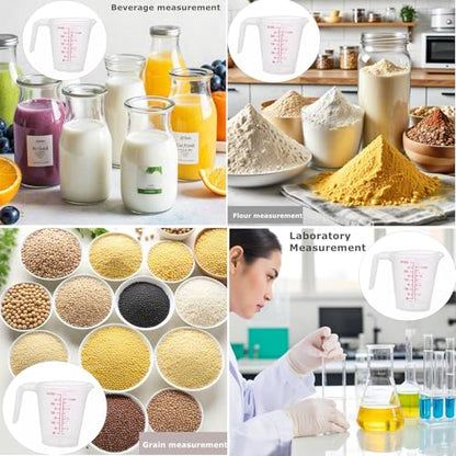 Plastic Measuring Cup 2Pcs 250ML Measuring Mug 8/16oz with Handle Graduated Pitcher for Baking Flour Oil Powder Cooking Kitchen Measure Container Stackable (250ML/0.06Gal) - color: 250ML