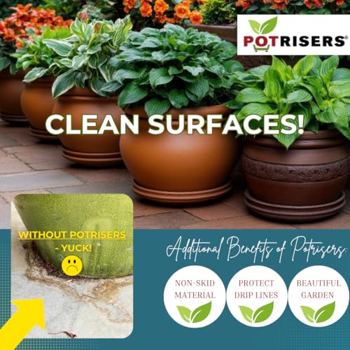 16 Pack Standard 1" Wide x 1/2" Tall | Invisible Pot Feet & Plant Risers | Drainage & Airflow for Planters, Pots, Garden Decor | Patios, Decks, Gardens