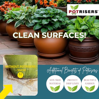 16 Pack Standard 1" Wide x 1/2" Tall | Invisible Pot Feet & Plant Risers | Drainage & Airflow for Planters, Pots, Garden Decor | Patios, Decks, Gardens
