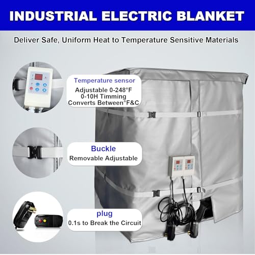 200l/1000l Ibc Barrel Heating Blanket, Intelligent Temperature Control Ibc Barrel Heating Jacket,With Digital Display,Adjustable Temperature,Suitable For Ibc Plastic Tanks,Pipes,110v/220v 1000L - size: 1000L