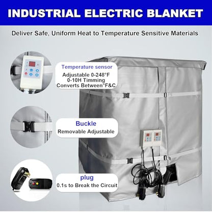 200l/1000l Ibc Barrel Heating Blanket, Intelligent Temperature Control Ibc Barrel Heating Jacket,With Digital Display,Adjustable Temperature,Suitable For Ibc Plastic Tanks,Pipes,110v/220v 1000L - size: 1000L