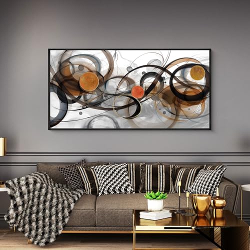 XLSJERST Black and Orange Picture Artwork - Boho Abstract Wall Art for Living Room Office Canvas Pintings Modern Minimalist Frame Wall Art 40x20 Inches - color: Black and grey brown, size: 20x40 inches