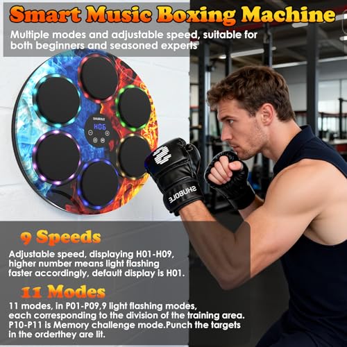 Music Boxing Machine with Gloves - Wall Mounted Punching Trainer for Adults & Kids, 9-Speed Punch Game, Wall Boxing Punching pad, 2025 Upgrade Gifts for Boys Age 6+ - style: Ice-Fire