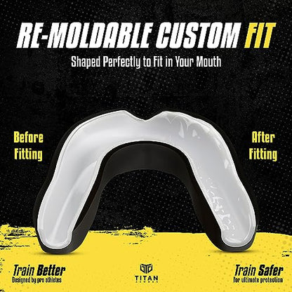 Mouth Guard Boxing, Dual-Layer Boil & Bite Mouthguard, Adult | Premium Dual-Layer | Case Included | Adult & Youth Custom-Fit Mouthpiece | Football, MMA, Hockey, Lacrosse, BJJ, Basketball - color: Black, size: Junior Under 11