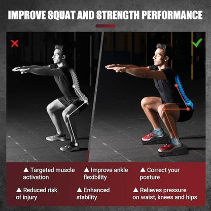 Squat Wedge Block, 1500 LBS Capacity, Non-Slip Heel Elevated Squat Wedge | Storage Bag & Training Poster, 2-Pack Slant Board for Gym Squats to Improve Ankle Mobility, Balance, Strength & Weightlifting