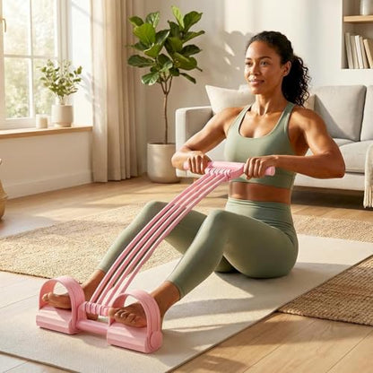 Upgrade 8 Tubes Pedal Resistance Bands with Handles, Multifunction Tension Rope Exercise Bands, Home Gym Elastic Yoga Pedal Puller Stretch Bands for Full Body Workout, Yoga, Waist, Arm, Leg - color: Pink-#1